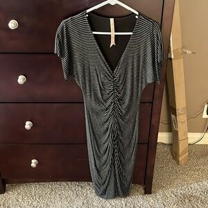 Black and white stripped fitted dress